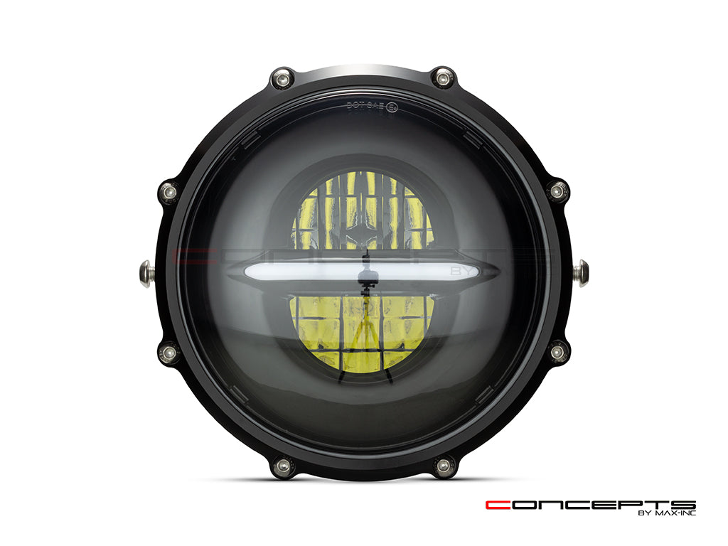 CONCEPTS BY MAX-INC MONZA BLACK 7" CNC Machined Aluminum LED Headlight -DRL Integrated