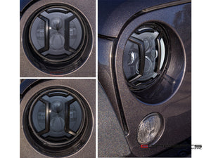 JK Jeep Wrangler Daymaker LED Headlights + Armour Grille Cover Set - 12V 45W, 4500LM High Beam, CNC Aluminum, Plug-and-Play (2007-2015)