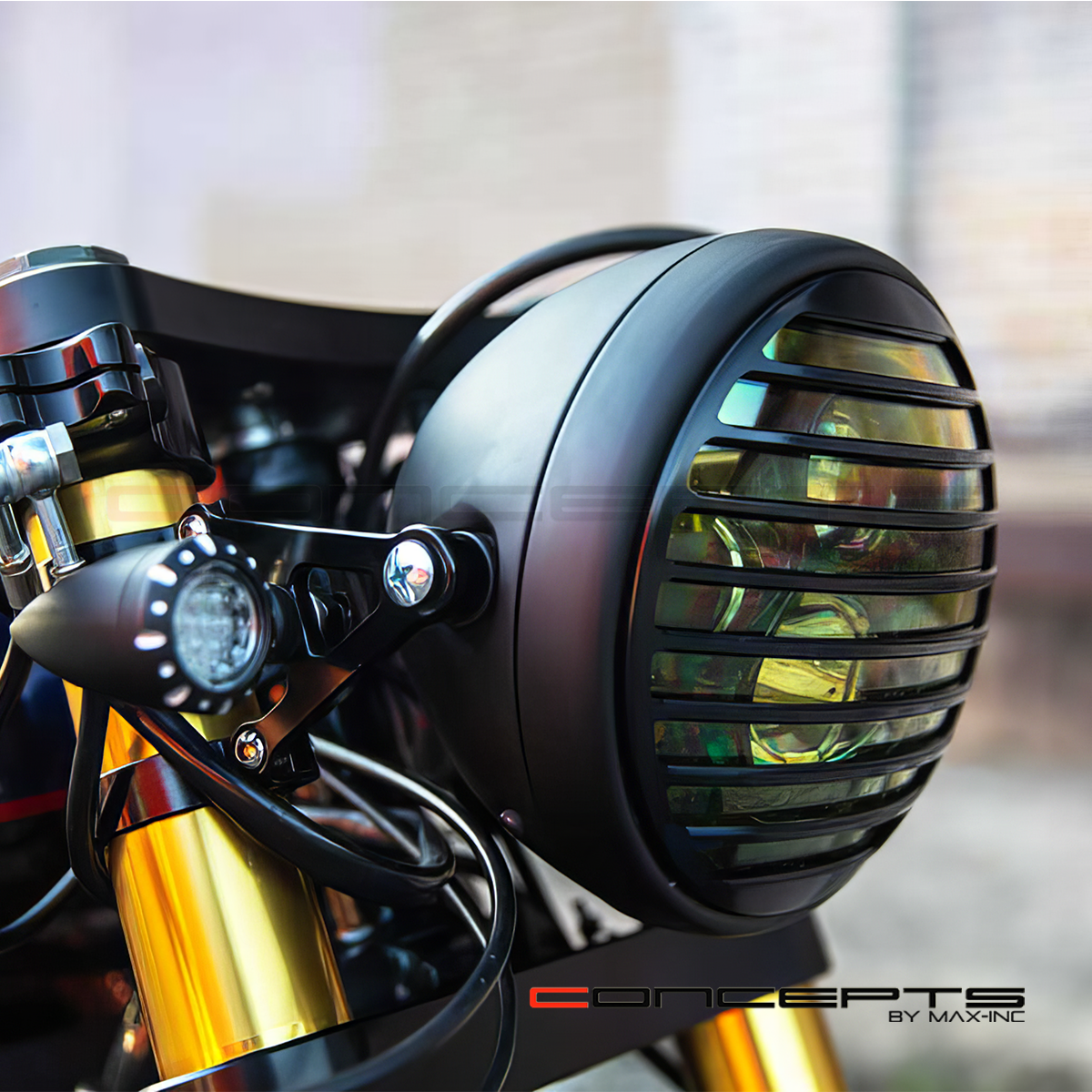 7.7" Matte Black Multi Projector LED Headlight + Vent Grill Cover-Show