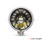 5.75" Chrome + Contrast Cut Metal LED Integrated Headlight + Anarchy Grill Cover