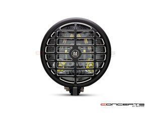 5.75 INCH MATTE BLACK /CONTRAST BATES LED MOD INTEGRATED HEADLIGHT - DRL+ TURN SIGNALS - DERBY-Front