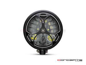 5.75 INCH MATTE BLACK / CONTRAST BATES LED MOD INTEGRATED HEADLIGHT - DRL+ TURN SIGNALS - TRI-MALTESE-Front