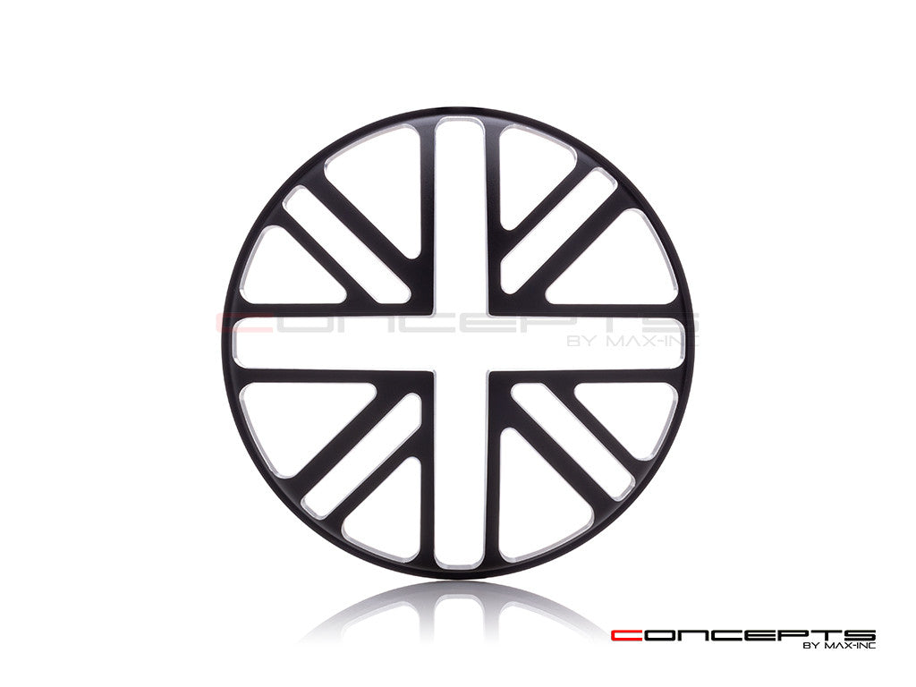 5.75" Union Jack Design Black / Contrast CNC Aluminum Headlight Guard Cover