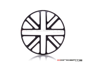 5.75" Union Jack Design Black / Contrast CNC Aluminum Headlight Guard Cover