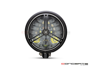 5.75 INCH MATTE BLACK / CONTRAST BATES LED MOD INTEGRATED HEADLIGHT - DRL+ TURN SIGNALS - TRI-PRO-Front