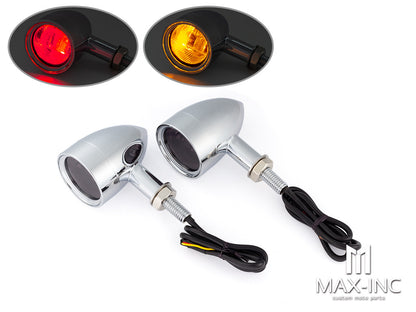 Chrome Dual Color LED Integrated Turn Signals w/ Smoked Lens (Turn / Tail)