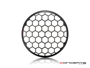 7" Honeycomb Grille Design Black CNC Aluminum Headlight Guard Cover