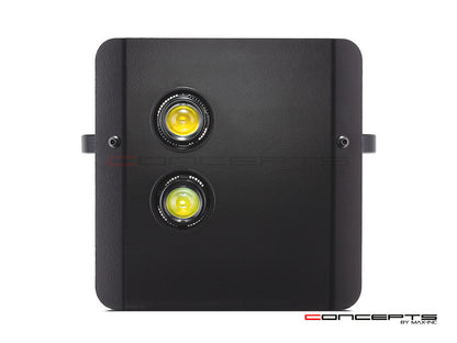 Omega Dual LED Headlight Mask - 40W Matte Black, 32-59mm Clamps