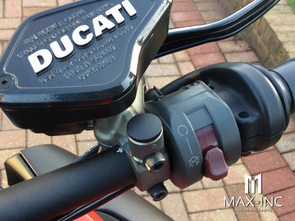 Black CNC Machined Billet Aluminium Threaded Mirror Block Off Plugs - 1 x M10 RH & 1 x M10 LH Thread