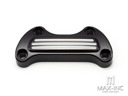 Black Cut Motorcycle CNC Handlebar Top Clamp Bar Riser Mount Cover for Harley Touring Street Glide Softail Breakout Dyna Fat Boy Sportster