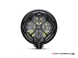 5.75 INCH MATTE BLACK / CONTRAST BATES LED MOD INTEGRATED HEADLIGHT - DRL+ TURN SIGNALS - RUKIS-Front