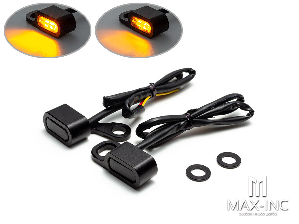 BLACK SMOKED Motorcycle Amber LED Mini Turn Signal Indicator Running Light Lamp