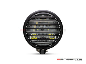 5.75 INCH MATTE BLACK BATES LED MOD INTEGRATED HEADLIGHT - DRL+ TURN SIGNALS - VENT-front