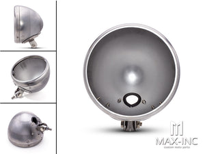 7.7 INCH Raw Unpainted Bottom Mount Metal Headlight Housing + Bezel Combo