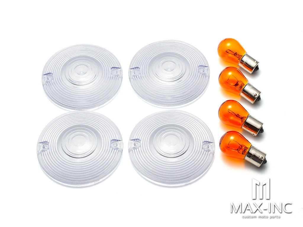 Harley Touring   4PCS Clear Turn Signal Light Lens + 4 PCS HALOGEN Bulbs