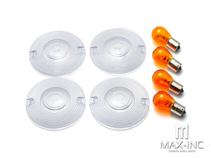 Harley Touring   4PCS Clear Turn Signal Light Lens + 4 PCS HALOGEN Bulbs