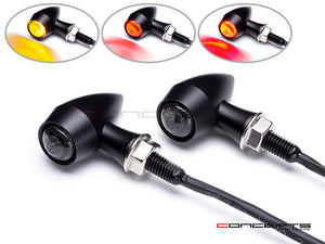 ARES Micro CNC Billet Aluminum Integrated LED Stop/Tail/Turn Signals - Dual Color (Amber Turn, Red Tail/Stop)
