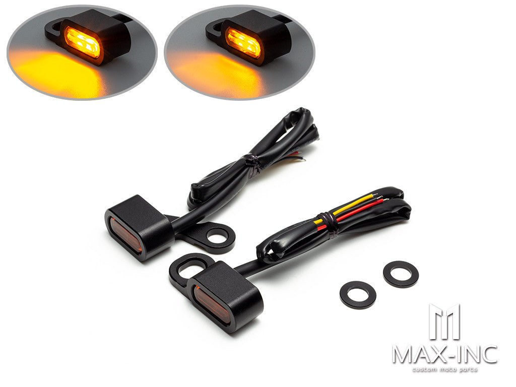 Motorcycle  Black Amber LED Mini Turn Signal Indicator Running Light Lamp