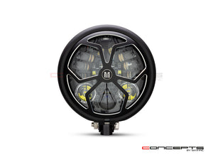 5.75 INCH MATTE BLACK / CONTRAST BATES LED MOD INTEGRATED HEADLIGHT - DRL+ TURN SIGNALS - J- ROB-Front