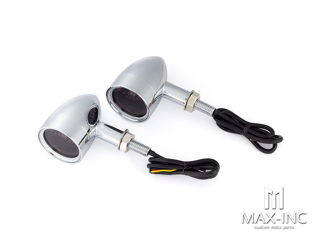 Chrome Dual Color LED Integrated Turn Signals w/ Smoked Lens (Turn / Tail)