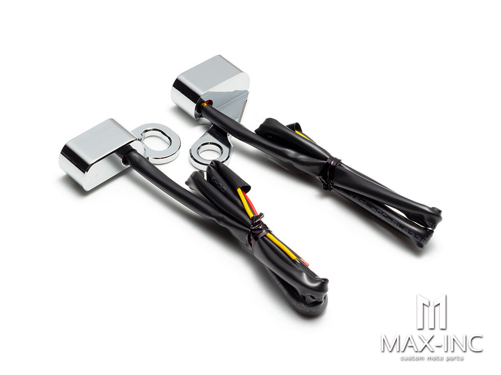 CHROME SMOKED Motorcycle  Amber LED Mini Turn Signal Indicator Running Light Lamp