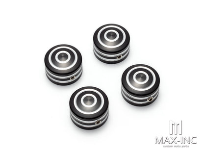 Motorcycle Front Axle Nut Covers Caps Aluminum Black Cut For Harley Sportster Touring Softail Dyna VRSC Fat Bob Wide Glide