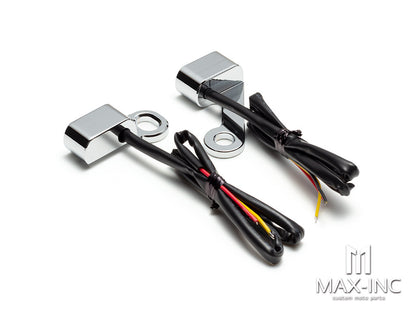 CHROME SMOKED Motorcycle Amber LED Mini Turn Signal Indicator Running Light Lamp For Harley Touring Electra Glide 09-17 Softail Slim FLS 15-20