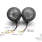 Black Universal Twin Metal Headlight + Mesh Grill - 12v / 35w