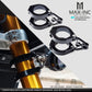 Max Corto CNC T6061 Headlight Brackets – 2-Piece Split Fork Clamps 32-59mm (Black Anodized + Contrast Cut)