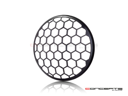 7" Honeycomb Grille Design Black CNC Aluminum Headlight Guard Cover