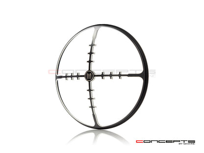 7" Cross Hairs Grille Design Black + Contrast CNC Aluminum Headlight Guard Cover