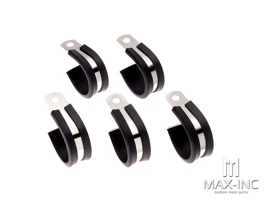 25mm Stainless / Rubber Cushioned P Clamps - 5 Pack