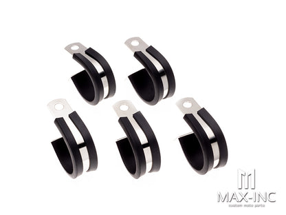 25mm Stainless / Rubber Cushioned P Clamps - 5 Pack