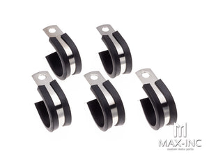 22mm Stainless / Rubber Cushioned P Clamps - 5 Pack