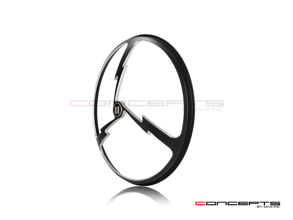 7" Tri-Bolt Grille Design Black + Contrast CNC Aluminum Headlight Guard Cover