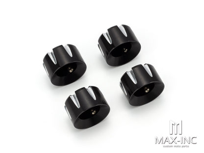 Black Cut Motorcycle Front Axle Nut Covers Caps Aluminum Black/Chrome For Harley Sportster Touring Softail Dyna VRSC Fat Bob Wide Glide
