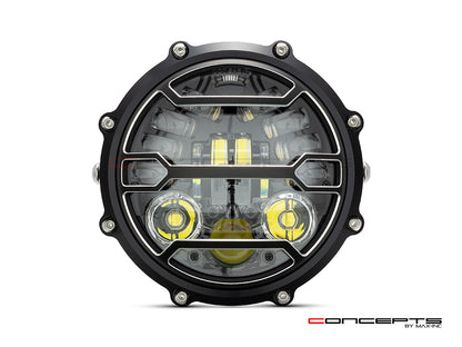 MONZA 5.75 Inch CNC Machined Aluminum LED Headlight - Strata Cover