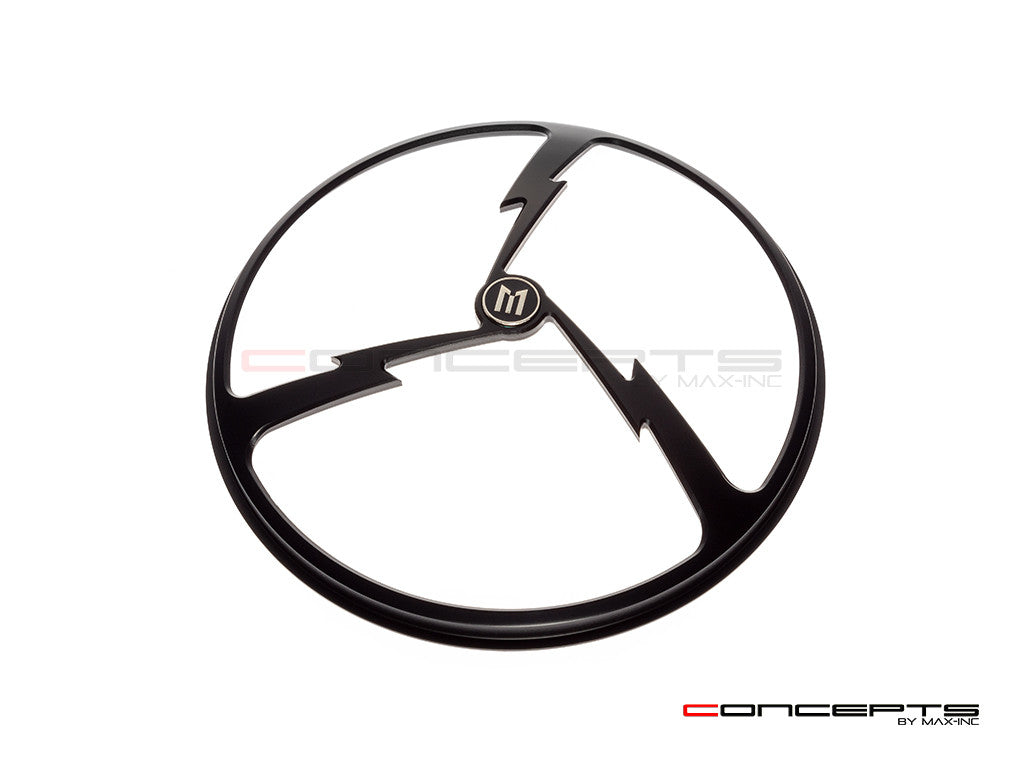 7" Tri-Bolt Grille Design Black CNC Aluminum Headlight Guard Cover