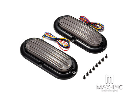 Smoked Super Even Brightness Oval LED Integrated Sequential Turn Signals / Tail / Stop / Warning
