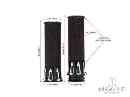 Rocco Black + Contrast CNC Machined Billet Aluminum Grips - 1"(25mm)