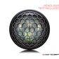 7" Honeycomb Grille Design Black + Contrast CNC Aluminum Headlight Guard Cover