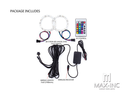 Universal 8cm RGB Super Bright LED Angel Eye Halo Ring Set