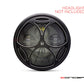 7" Tri-Maltese Grille Design Black + Contrast CNC Aluminum Headlight Guard Cover