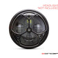 7" Tri-Deco Grille Design Black + Contrast CNC Aluminum Headlight Guard Cover