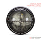 7" Cross Hairs Grille Design Black + Contrast CNC Aluminum Headlight Guard Cover