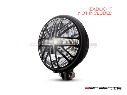 5.75" Union Jack Design Black / Contrast CNC Aluminum Headlight Guard Cover