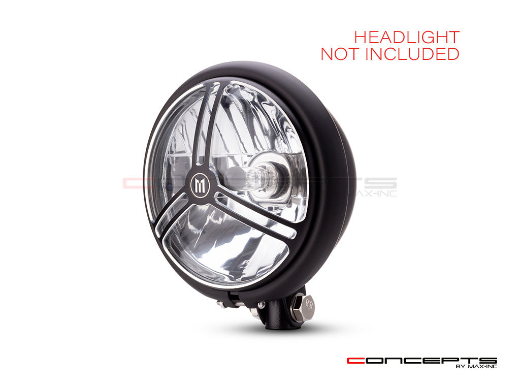 5.75" Tri-Pro Design Black / Contrast CNC Aluminum Headlight Guard Cover