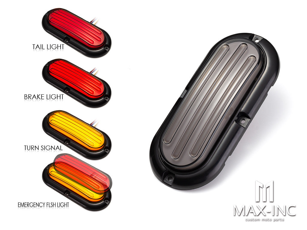 Smoked Super Even Brightness Oval LED Integrated Sequential Turn Signals / Tail / Stop / Warning