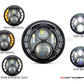 7.7" Matte Black / Contrast Multi Projector Integrated LED Headlight + Eight Ball Grill Cover