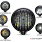 5.75 INCH MATTE BLACK BATES LED MOD INTEGRATED HEADLIGHT - DRL+ TURN SIGNALS - PRISON GRILL-Lighting display